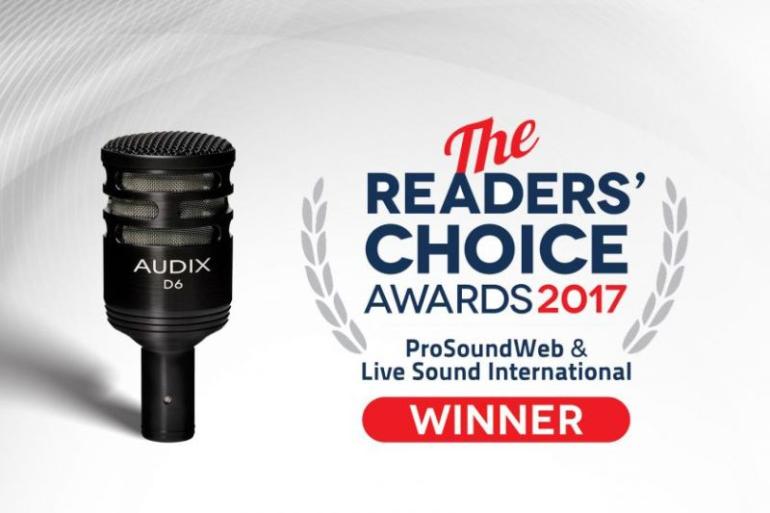 Mikrofon Audix D6 vítězem Reader's Choice Awards